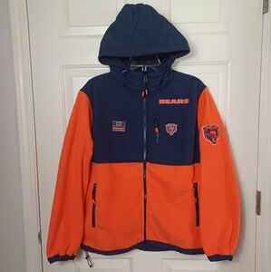 Chicago Bears Navy Blue and Orange Hooded Soft Fleece Jacket NFL Fan Football